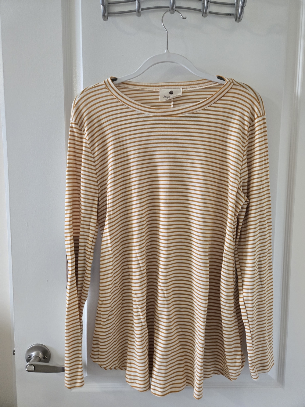 Madewell Long-Sleeve Striped Tunic Top in Gold/cream